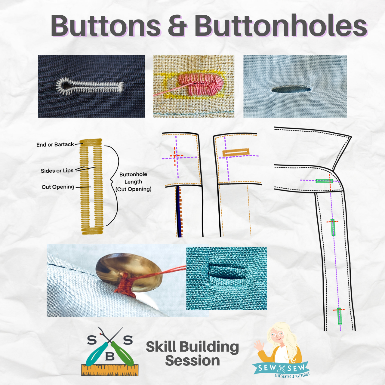 Buttons and Buttonholes Skill Building Session Bundle