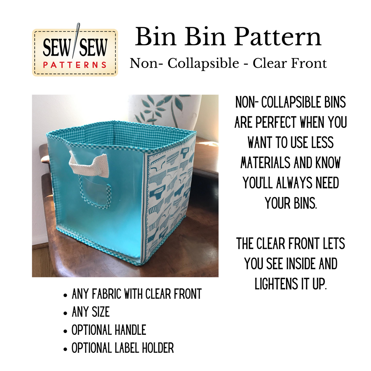 Bin Bin Sewing Pattern and Videos by Sew Sew Patterns