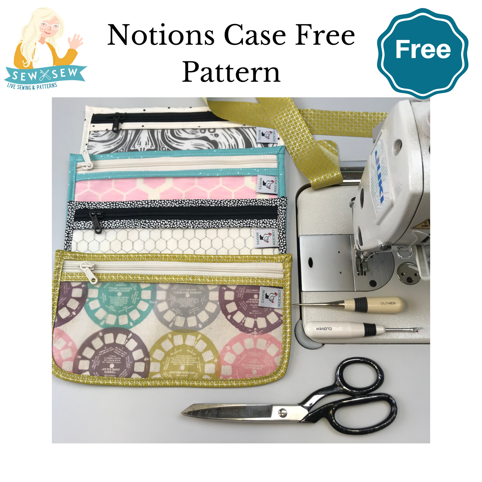 Chicken Boots Notions Case FREE Pattern by Sew Sew Patterns