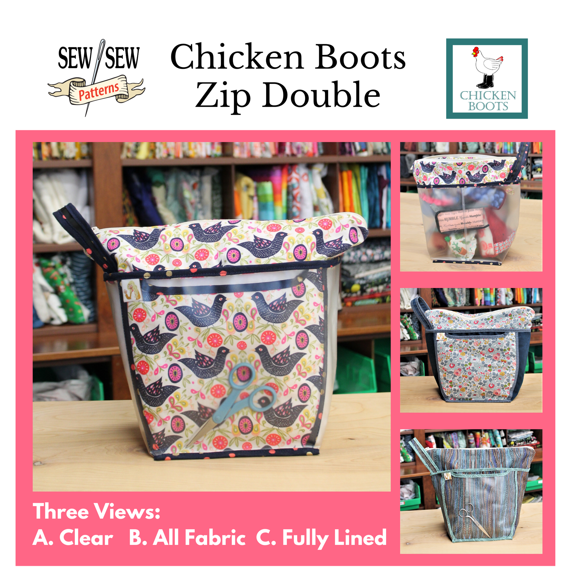 Chicken Boots Zip Double PDF Sewing Pattern and Video