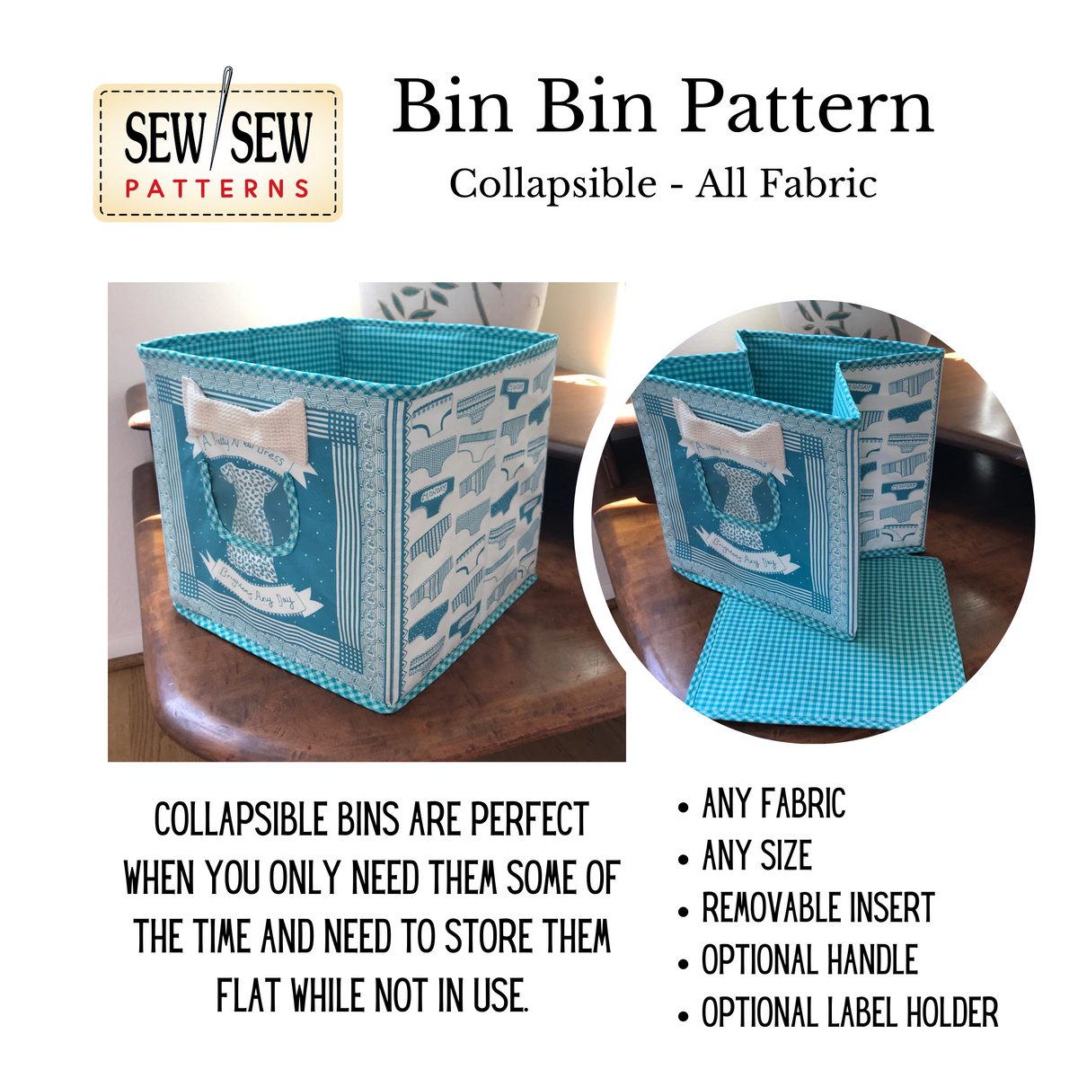 Bin Bin Sewing Pattern and Videos by Sew Sew Patterns